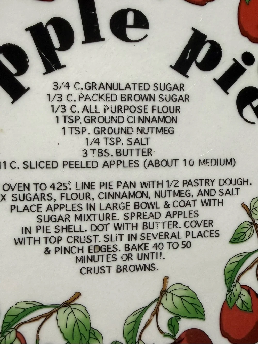 Vintage Royal Red Apple Pie Plate Recipe Plate 11” Ceramic Farmhouse Cottagecore